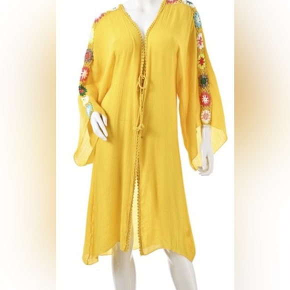 Odiva Tops - COPY - Yellow Embroidered Tunic